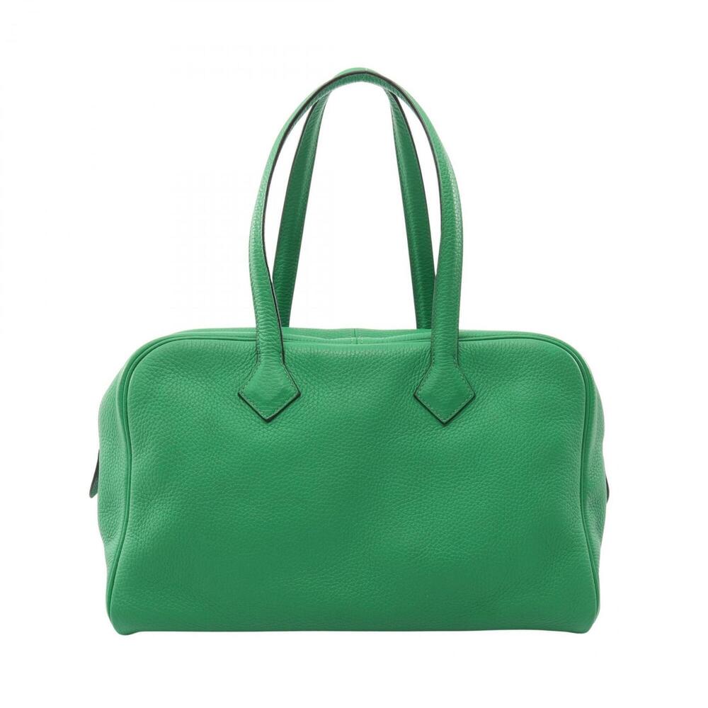 Hermes Victoria II 35 Bamboo Handbag, Taurillon Clemence Leather, Women's, Green